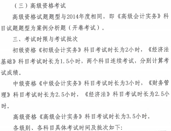 關于2015年度全國會計專業技術資格考試題型等有關問題的通知