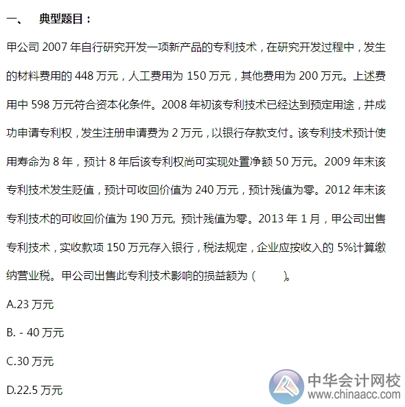 2015注會“借題發揮”會計篇：無形資產（處置）