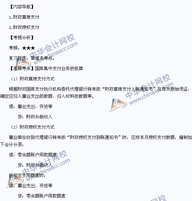 《中級會計實務》高頻考點：國庫集中支付業務的核算