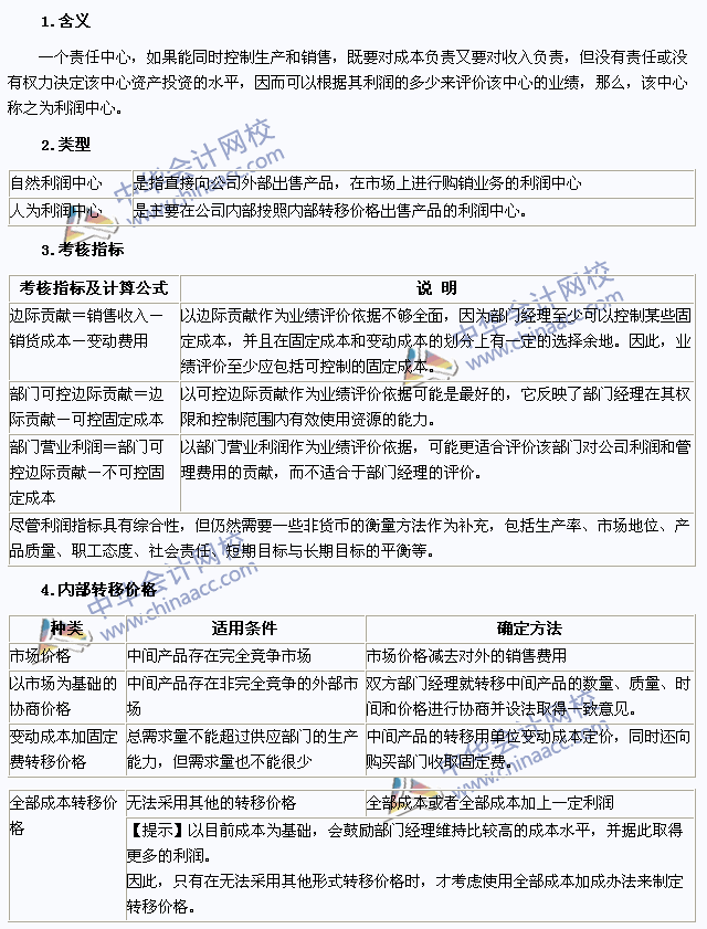 2015注會(huì)《財(cái)務(wù)成本管理》高頻考點(diǎn):利潤(rùn)中心的業(yè)績(jī)?cè)u(píng)價(jià)