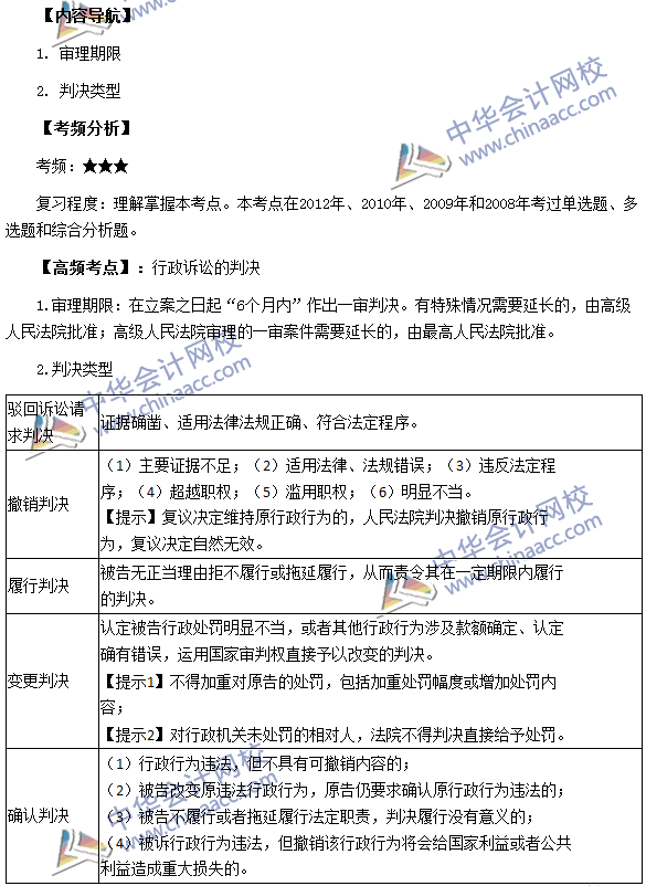 《涉稅服務(wù)相關(guān)法律》高頻考點(diǎn):行政訴訟的判決