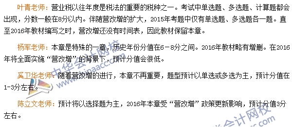 營業稅章節考情分析