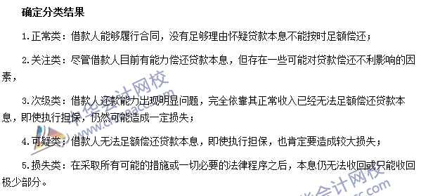 銀行職業資格《公司信貸》高頻考點：確定分類結果