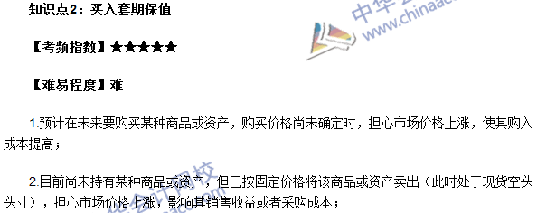 期貨從業考試《期貨基礎知識》第四章高頻考點：買入套期保值