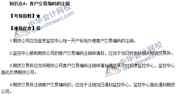 期貨從業(yè)考試《期貨法律法規(guī)》高頻考點(diǎn):客戶交易編碼的注銷