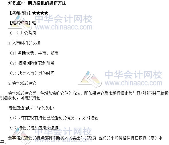 2017年期貨從業(yè)《期貨基礎(chǔ)知識》高頻考點:期貨投機的操作方法