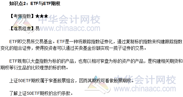2017年期貨從業《期貨基礎知識》高頻考點:ETF與ETF期權