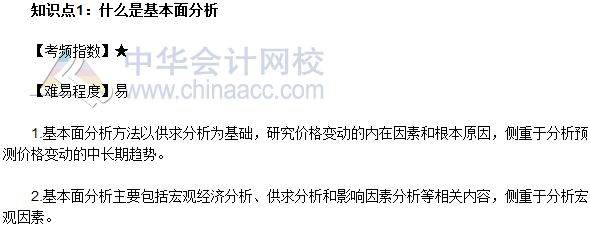 2017年期貨從業《期貨基礎知識》高頻考點：基本面分析