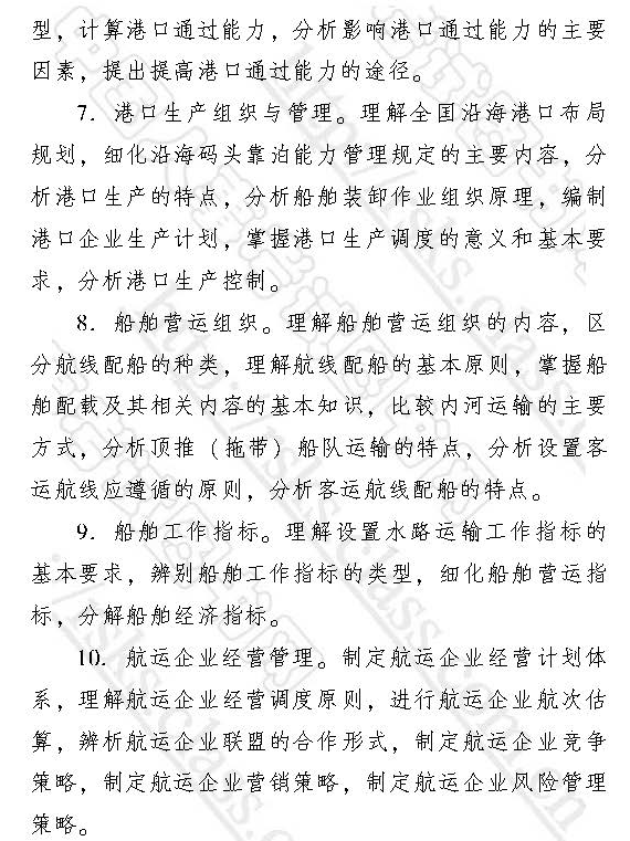 中級經濟師2017運輸經濟（水路）考試大綱