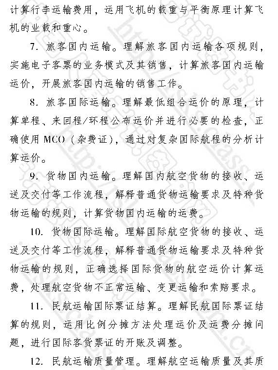 2017經濟師中級運輸經濟（民航）專業考試大綱