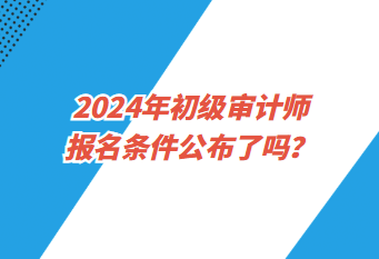2024年初級審計師報名條件公布了嗎? 2024年初級審計師報名條件公布了嗎?