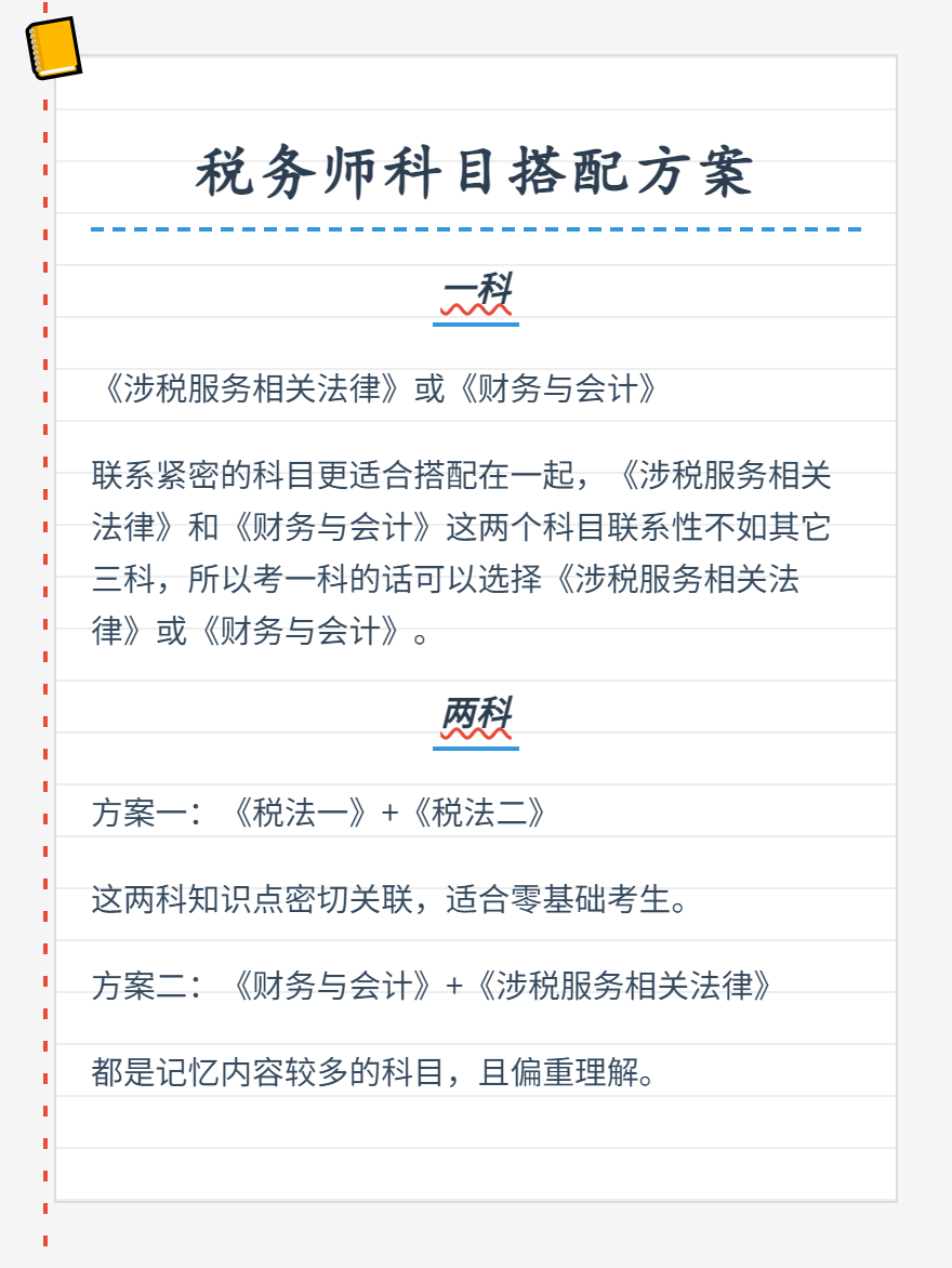 稅務師科目搭配方案