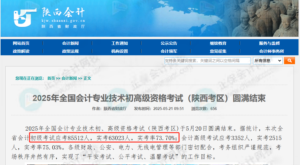 高達41.21%！財政廳公布2025年初級會計考試通過率！2
